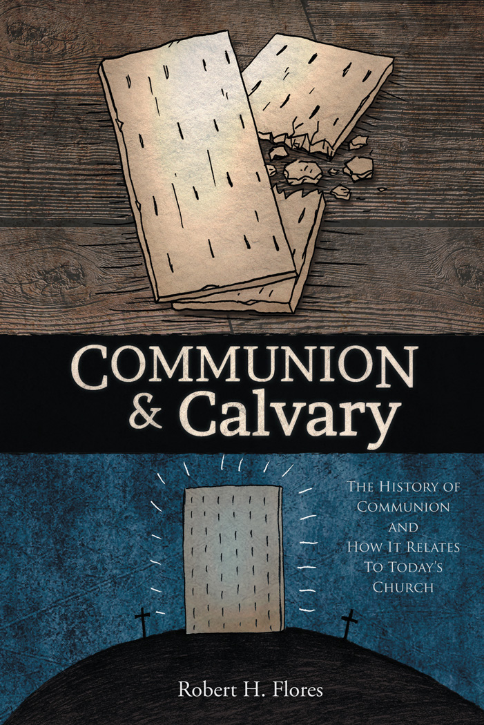 Cover illustration of communion bread and the cross of Jesus.